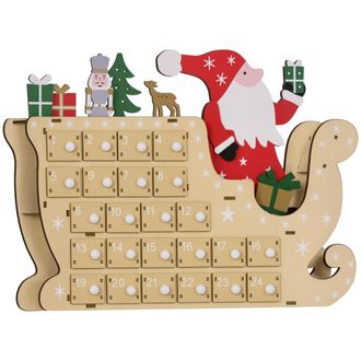 OEM Calendario De Adviento De Madera Con 24 Cajones Calendario De Navidad Reutilizable Para Rellenar 22,5x8x36 Cm Natural