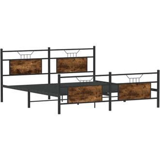 vidaXL Vidaxl - Estructura De Cama Sin Colch&oacute;n Metal Roble Ahumado 160x200 Cm