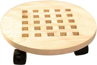 OEM Chariot Para Plantas - 30 Cm - Madera De Pino Carbonizada - Ruedas Giratorias 360&deg; - Resistente A La Corrosi&oacute;n Y Impermeable - Para Interior Y Exterio