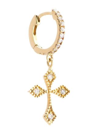 De Jaegher 18kt yellow gold Baby Cross diamond earring