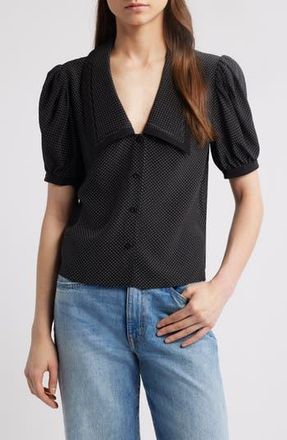 Frame Denim Silk Sailor Button-Up Top in Black Multi at Nordstrom Rack, Size Medium