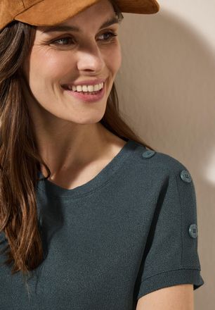 Cecil T-Shirt CECIL, Damen, Gr. S (38), gr&uuml;n (slate khaki), Jersey, Obermaterial: 60% Viskose, 40% Polyester, unifarben, gerade h&uuml;ftbedeckend, Rundhals, Shi