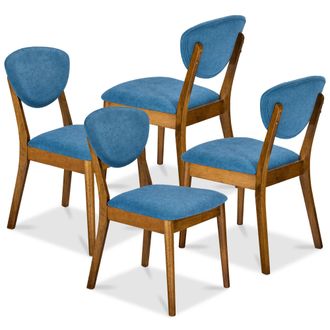 Best Choice Products Set of 4 Wooden Dining Chairs, Wood Modern Farmhouse Upholstered Chairs