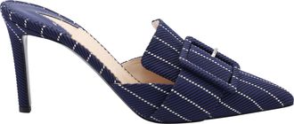Altuzarra Altuzarra Pre-owned Womens 75mm Pinstripe Heels in Navy Blue Leather - Size EU 37