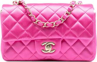 Chanel 2013-2014 Mini Rectangular Classic Satin Single Flap crossbody bag - Rosa