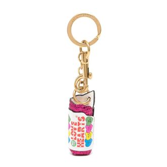 Anya Hindmarch Love-Hearts Leather Keyring with Gold Hardware - female - Anya Hindmarch - Keychains - Multicolor - ONE SIZE - Accessories