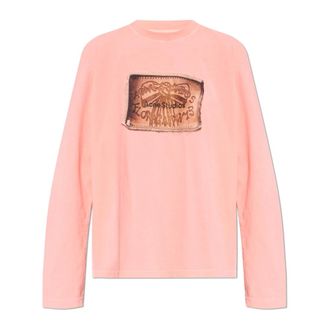 Acne Studios Long Sleeve Tops, female, Pink, Size: M Graphic T-shirt
