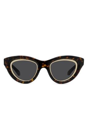 Loewe Anagram 53mm Cat Eye Sunglasses in Dark Havana /Smoke at Nordstrom