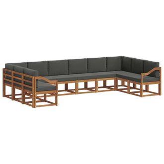 vidaXL Conjunto De Sof&aacute;s De Exterior 10 Pcs Natural Y Antracita Vidaxl