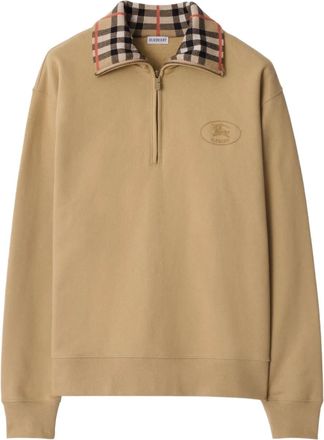 Burberry Felpa in cotone con zip - Toni neutri