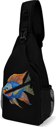 Generic Reef Fish Mens Shoulder Bags Sling Crossbody Backpack Travel Hiking Chest Bag with Small Side 38x20cm