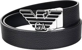 Emporio Armani Eagle Logo Buckle Leather Belt