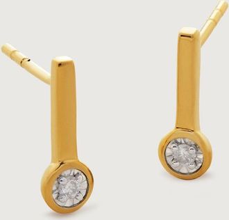Monica Vinader Gold Diamond Essential Small Drop Stud Earrings Diamond