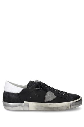 Philippe Model Black Paris White Trim Leather Sneakers