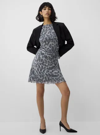 Jack & Jones Womens Minna ruffled waist micromesh minidress