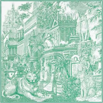 Inou&iuml; Editions Womens Carre 65 Piranesi Square Scarf In Green