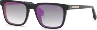 Philipp Plein Spp 212 700V Zonnebrillen - Heren - Zonnebrillen - Zwart - 55 MM - Accessoires