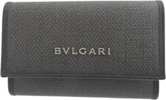 Bulgari Pre-owned Accessories, female, Gray, Size: ONE SIZE Pre-owned Vintage Canvas Wallet