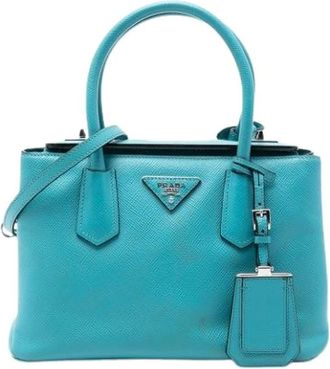 Prada Pre-owned Handbags, female, Blue, Size: ONE SIZE Pre-owned Saffiano Satchel