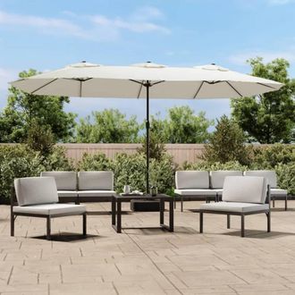 Berkfield Home Double-Head Parasol Sand White 449x245 cm