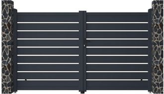 Vente-Unique Vente-unique - Cancello elettrico a battente in alluminio traforato L305 x H183 cm antracite primo