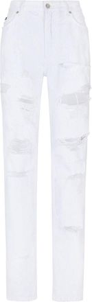 Dolce & Gabbana distressed straight-leg jeans - women - Cotton - 38 - White