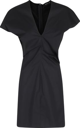 Federica Tosi Black V-Neck Back-Zipper Cotton-Blend Mini Dress
