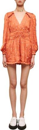 Maje Iane Long Sleeve Satin Romper in Orange at Nordstrom Rack, Size 1 (Fits Like 2-4 Us) / 36 Eu