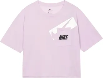 Nike (WMNS) Nike Dri-fit Loose Round Neck Alphabet Short Sleeve Pink Red DC7190-576