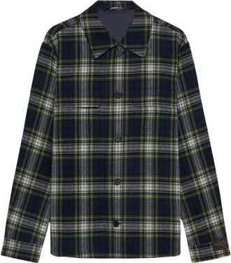 Brooks Brothers Donkerblauw Overshirt Jack van Maagdelijke Wol - Heren - Zomerjassen - Veelkleurig - 2XL - Wol - Jassen
