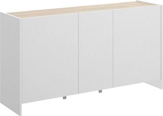 Dmora Credenza Calino, Buffet da soggiorno, Madia moderna da salotto a 3 ante, 138x42h76 cm, Bianco e Rovere, con imballo rinforzato - Dmora