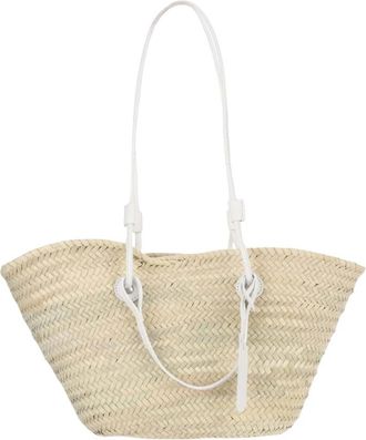 Catarzi Strooien Tas met Logo - Dames - Shoppers - Beige - ONE Size - Tassen