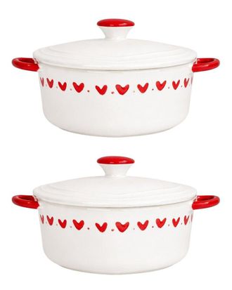 10 Strawberry Street Set Of 2 Coquette Heart Mini Cocottes