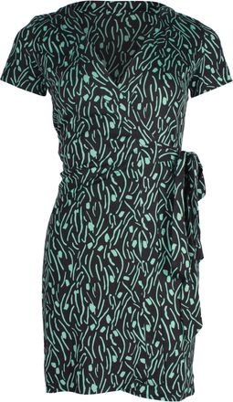 Diane Von Fürstenberg Diane Von Furstenberg Printed Wrap Mini Dress in Teal Silk