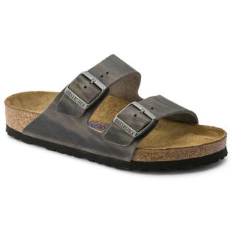 Birkenstock Womens Arizona Soft Foot Bed Slide Sandal In Iron
