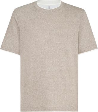 Brunello Cucinelli T-shirt with faux-layering in Hazelnut at Nordstrom, Size Xxx-Large Eu