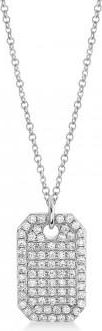 Allurez Diamond Dog Tag Pendant Necklace 14k White Gold (0.90ct)