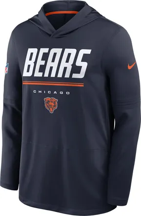 Nike Chicago Bears Sideline Nike Mens Dri-FIT NFL Long-Sleeve Hooded Top in Blue | 03B9051Y7Q-TG4