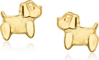 Ross-Simons Childs 14kt Yellow Gold Puppy Earrings