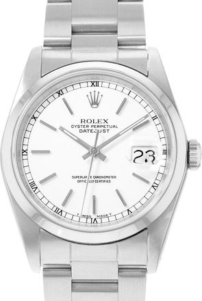 Rolex Pre-owned Rolex Datejust 36 Automatic Chronometer White Dial Mens Watch 16200 WSO