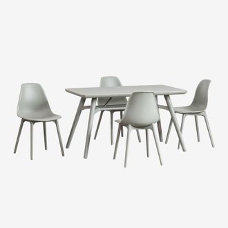 Sklum Set De Mesa Rectangular 135x80 Cm Y 4 Sillas De Jard&iacute;n En Polipropileno Scand Sklum