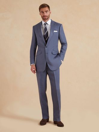Oliver Brown Lightweight Washed Linen Suit - Steel Blue