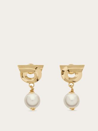 Ferragamo Women Gancini earrings with synthetic pearls Gold