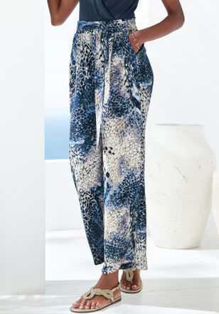 Lascana Palazzohose LASCANA, Damen, Gr. 34, N-Gr, blau (blau bedruckt), Web, Obermaterial: 100% Viskose, bedruckt, figurumspielend normal, Hosen Palazzohose, 