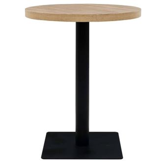Berkfield Home Elegant Bistro Table MDF & Steel Round 60x75 cm Oak Colour in Beige