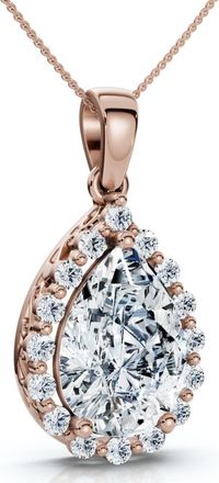 Pompeii3 Certified 3.40Ct Pear Shape Diamond Halo Dangle Penadnt 14k Gold Lab Grown 1