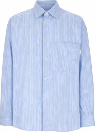 Amish Crinckle Relaxed Fit Vertical Stripes Shirt