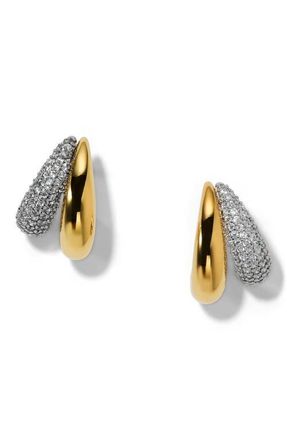 Nadri Gemini Two-Tone Pav&eacute; Hoop Earrings in Gold at Nordstrom