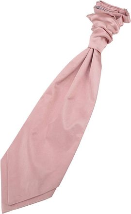 DQT Men Pre-Tied Plain Satin Wedding Scrunchie Cravat - Dusty Pink