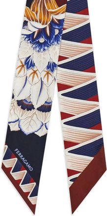 Ferragamo Foulard in seta a fiori - Blu